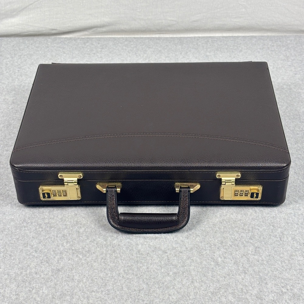Atlantic Fine Mark Executive Case Brown Hard Shell Briefcase Combination Lock